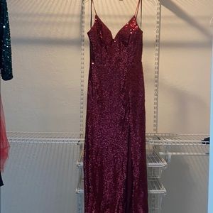 Burgundy sequins dress